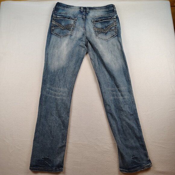 Helix Slim Straight Jeans Mens 34x32 Faded Denim - Picture 2 of 6